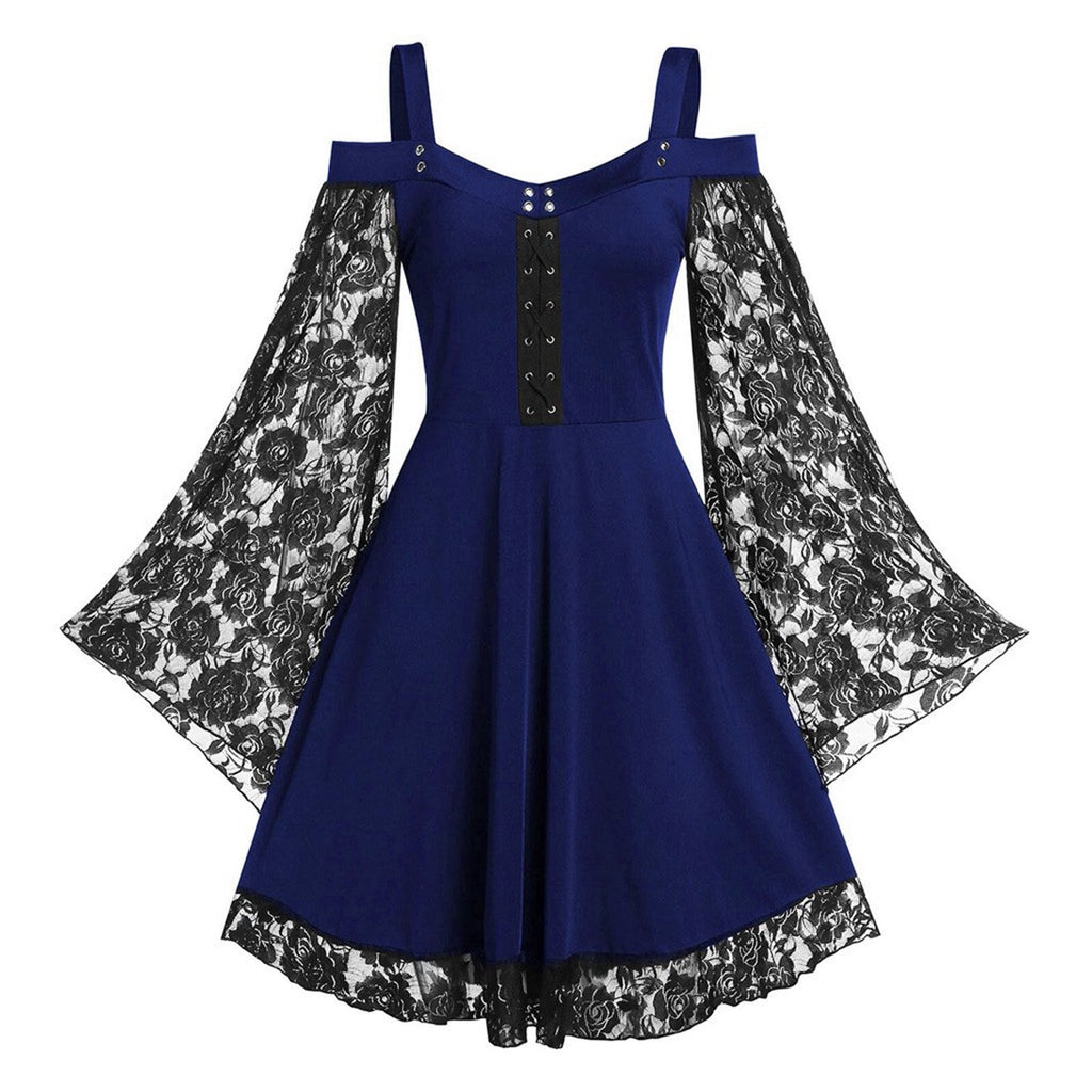 vintage gothic dresses Gothic Vintage Lace Patchwork Plus Size Goth Dresses