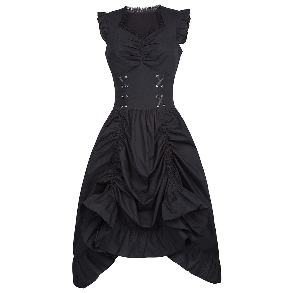 Gothic Vintage Steampunk Gothic Retro Court Princess Sleeveless Lace Up Dress