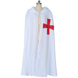 Halloween Cloak Medieval Templar Knight Cape Black or White Hoodie Cosplay Costume