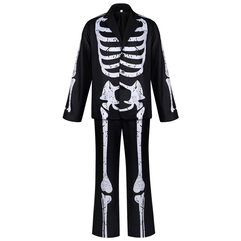 Halloween Skeleton Costume for Men Women Comfy Adult Skeleton Coat Pants