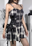 High Waist Backless Plaid Gothic Grunge Punk Party Dress