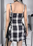 High Waist Backless Plaid Gothic Grunge Punk Party Dress