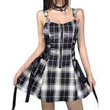 High Waist Backless Plaid Gothic Grunge Punk Party Dress