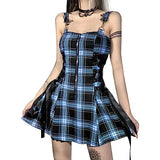 High Waist Backless Plaid Gothic Grunge Punk Party Dress