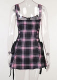 High Waist Backless Plaid Gothic Grunge Punk Party Dress