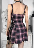 High Waist Backless Plaid Gothic Grunge Punk Party Dress