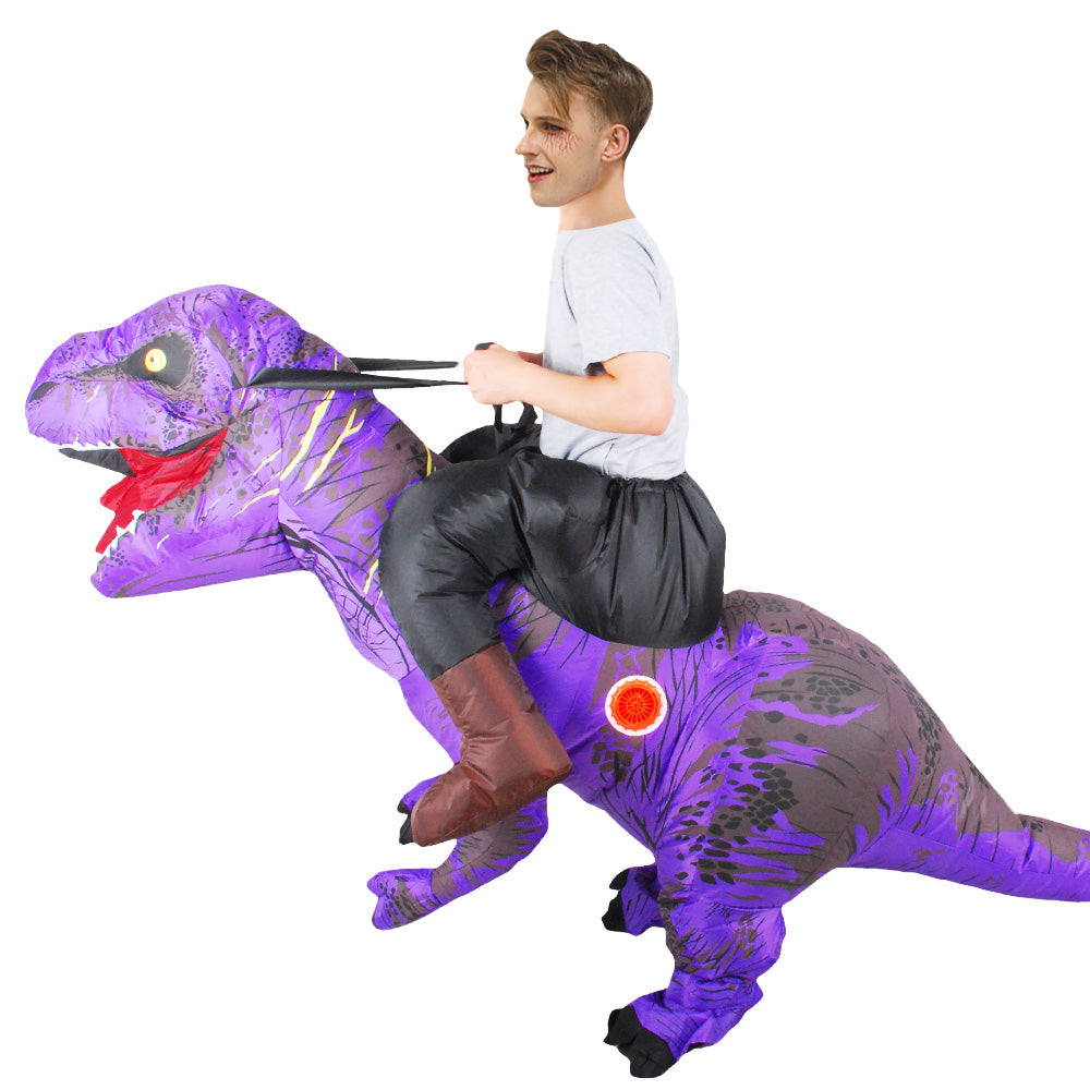 Inflatable Costume Dinosaur Riding T Rex Air Blow up Funny Party Halloween Costume for Adult