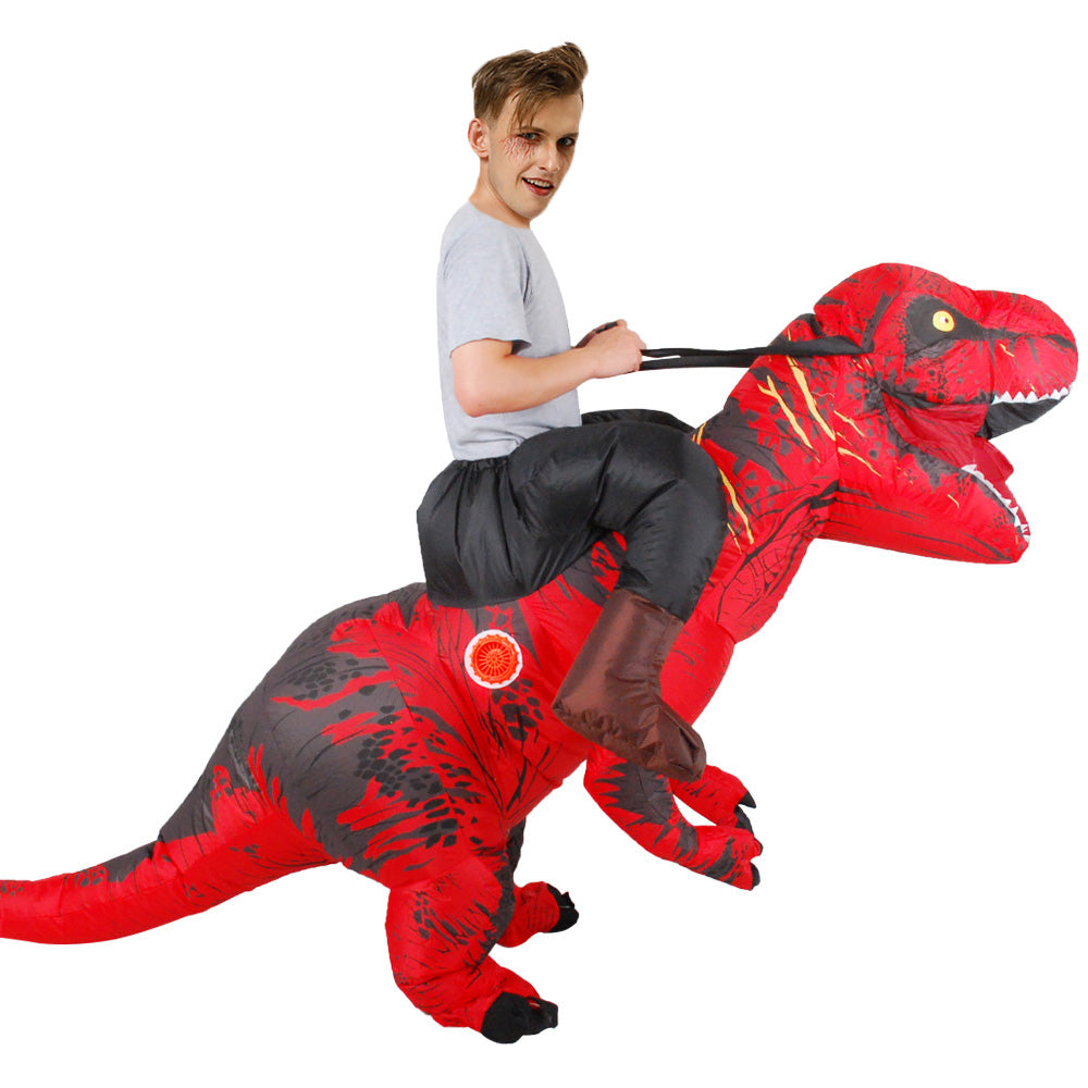 Inflatable Costume Dinosaur Riding T Rex Air Blow up Funny Party Halloween Costume for Adult