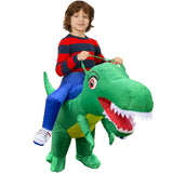 Inflatable Dinosaur Costume Riding T Rex Air Blow up Funny Fancy Dress Party Halloween Costume for Kids Adult