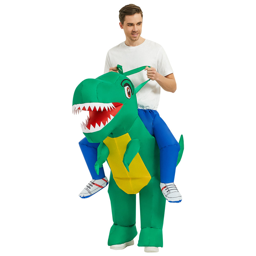 Inflatable Dinosaur Costume Riding T Rex Air Blow up Funny Fancy Dress Party Halloween Costume for Kids Adult