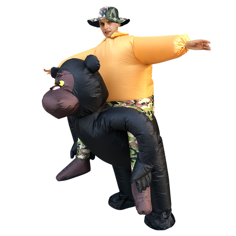 Inflatable Riding Gorilla Costume Roar King Kong Costume For Halloween Carnival Dress Suit Orangutan Mascot Costume
