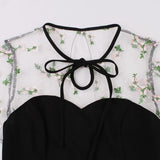 Keyhole Tie Bodycon 50s Vintage Polka Dot Floral Slim Fit Pencil Dress