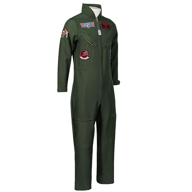 Kids Adult Fighter Pilot Halloween Costume Air Force Flight Suit Roleplay Dress Up with Aviator Accessories