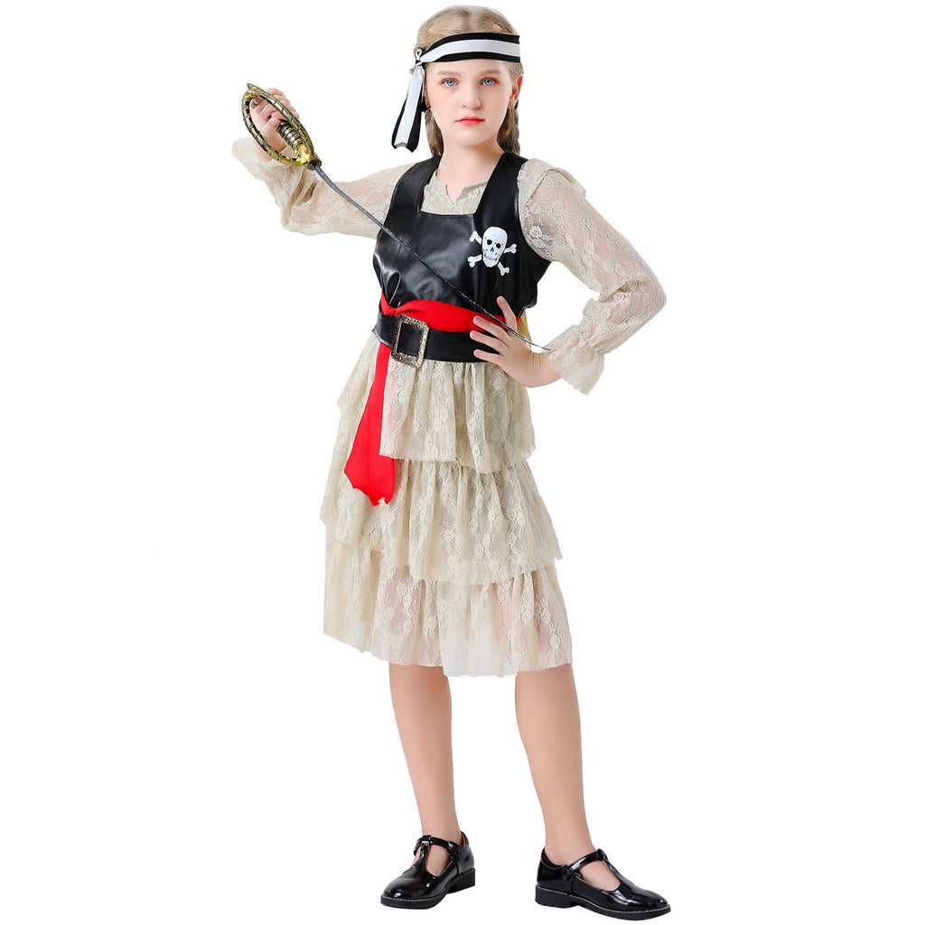 Kids Pirate Costume Buccaneer Princess Costume Pirate Lass Costume Pirate Role Play Dress Up Set