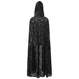 Lace Hooded Cloak Long Womens Halloween Costumes Cape Full Length Sheer Cosplay Cloaks Robe