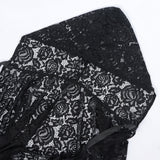 Lace Hooded Cloak Long Womens Halloween Costumes Cape Full Length Sheer Cosplay Cloaks Robe