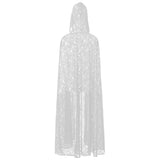 Lace Hooded Cloak Long Womens Halloween Costumes Cape Full Length Sheer Cosplay Cloaks Robe