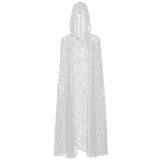 Lace Hooded Cloak Long Womens Halloween Costumes Cape Full Length Sheer Cosplay Cloaks Robe