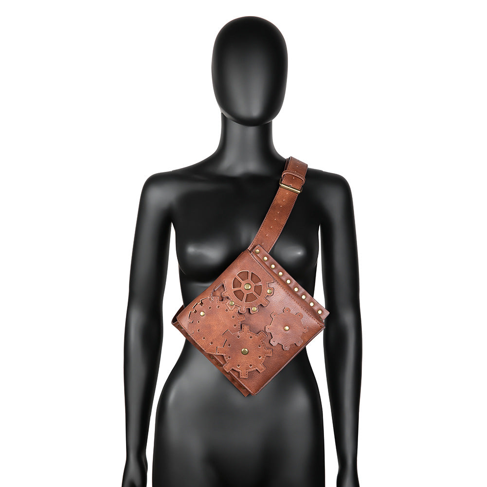 Leather Steampunk Crossbody Shoulder Purse Bags Gothic Costume Accessory