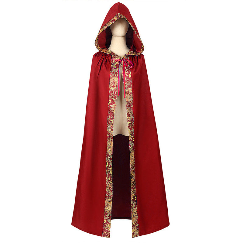 Medieval Cloak with Hood Wizard Cloak Halloween Renaissance Hooded Cape for Man and Women