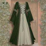 Medieval Dress for Women Vintage Renaissance Costumes Pirate Peasant Dresses Floor Length Halloween Long Dresses