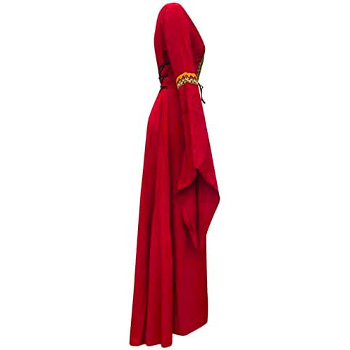 Medieval Dress for Women Vintage Renaissance Costumes Pirate Peasant Dresses Floor Length Halloween Long Dresses