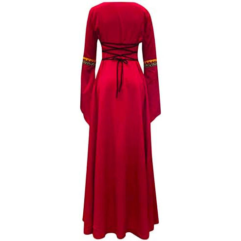 Medieval Dress for Women Vintage Renaissance Costumes Pirate Peasant Dresses Floor Length Halloween Long Dresses