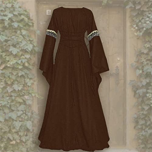 Medieval Dress for Women Vintage Renaissance Costumes Pirate Peasant Dresses Floor Length Halloween Long Dresses
