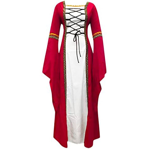Medieval Dress for Women Vintage Renaissance Costumes Pirate Peasant Dresses Floor Length Halloween Long Dresses