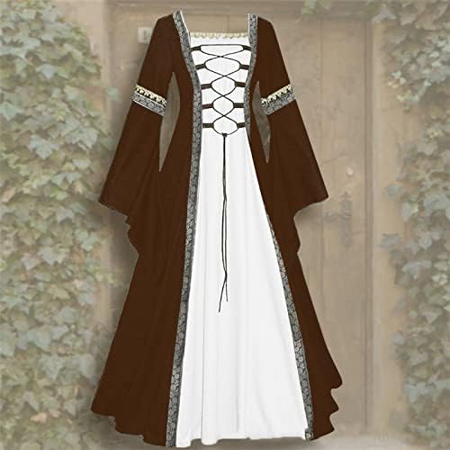 Medieval Dress for Women Vintage Renaissance Costumes Pirate Peasant Dresses Floor Length Halloween Long Dresses