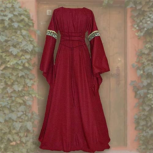 Medieval Dress for Women Vintage Renaissance Costumes Pirate Peasant Dresses Floor Length Halloween Long Dresses
