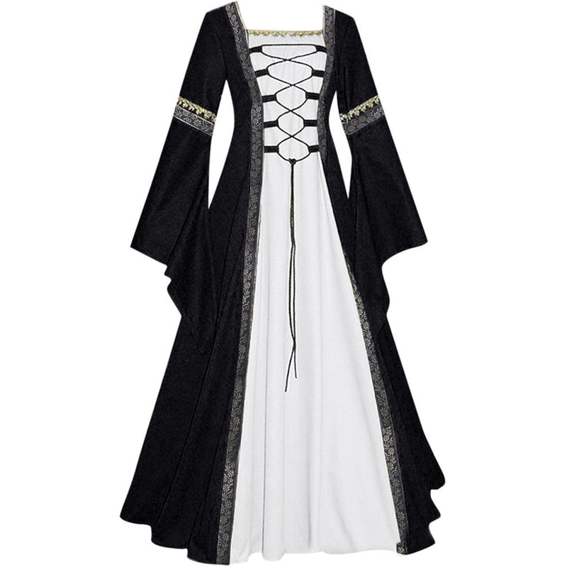 Medieval Dress for Women Vintage Renaissance Costumes Pirate Peasant Dresses Floor Length Halloween Long Dresses