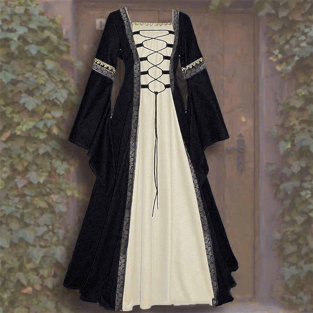 Medieval Dress for Women Vintage Renaissance Costumes Pirate Peasant Dresses Floor Length Halloween Long Dresses