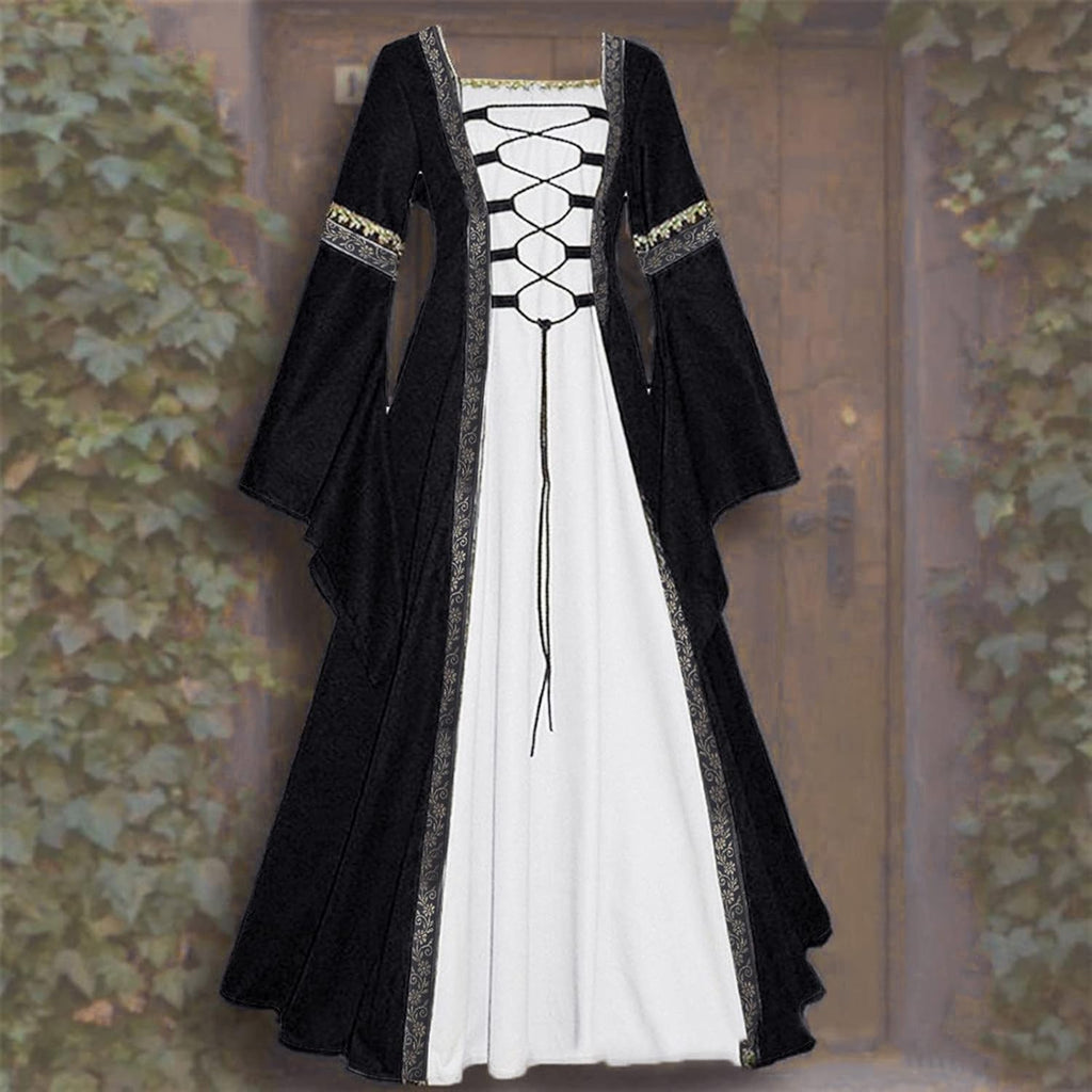 Medieval Dress for Women Vintage Renaissance Costumes Pirate Peasant Dresses Floor Length Halloween Long Dresses