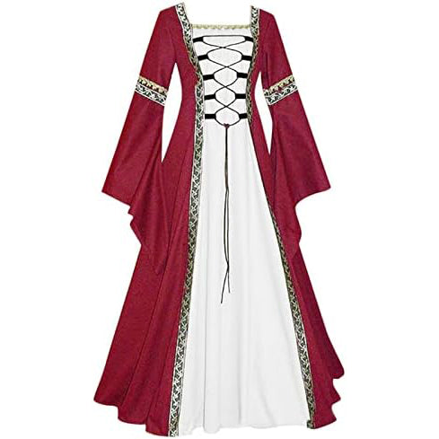 Medieval Dress for Women Vintage Renaissance Costumes Pirate Peasant Dresses Floor Length Halloween Long Dresses
