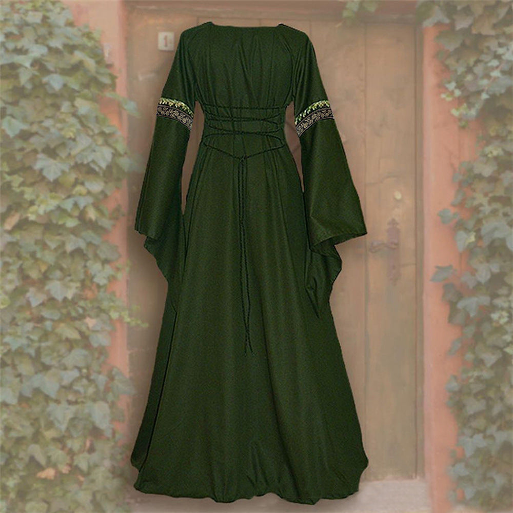 Medieval Dress for Women Vintage Renaissance Costumes Pirate Peasant Dresses Floor Length Halloween Long Dresses