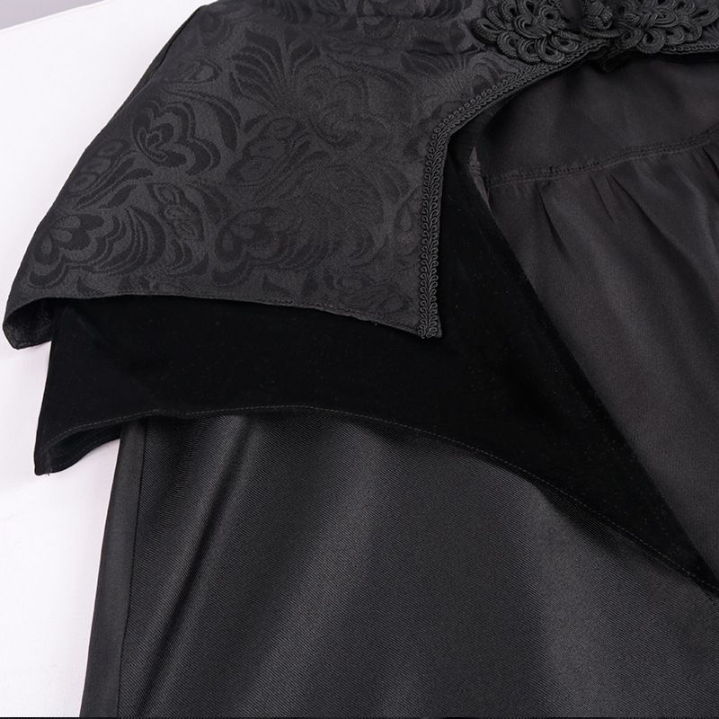Medieval Men's Cloak with Jacquard Double-Layered Shawl Gothic Pirate Vampire Cloak