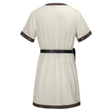Medieval Renaissance  Stripe Loose Tunic Top with Vintage Belt and Bag Viking Pirate Costume