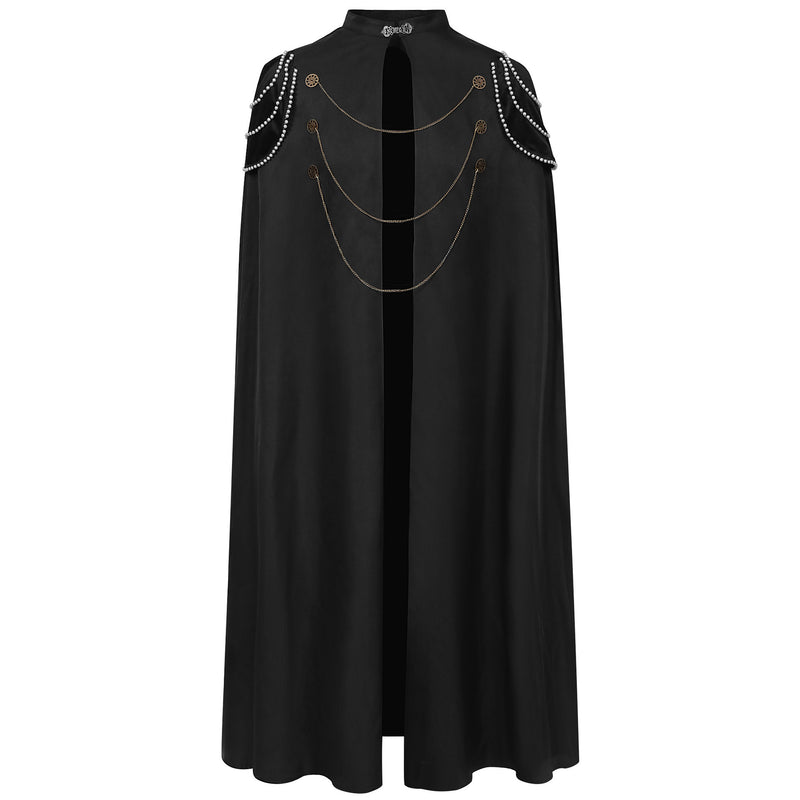 Medieval Royal Hooded Cloak Steampunk Cape with Chain Renaissance Robe Halloween Costume