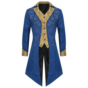 Medieval Steampunk Tailcoat Halloween Costumes for Men, Renaissance Pirate Gothic Jackets Warlock Frock Coat