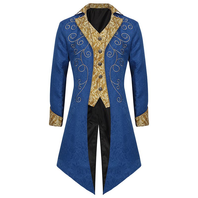 Medieval Steampunk Tailcoat Halloween Costumes for Men, Renaissance Pirate Gothic Jackets Warlock Frock Coat