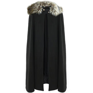 Medieval Viking Fur Cape Costume for Men Steampunk Renaissance King Cloak Robe for LARP Cosplay Halloween Costume