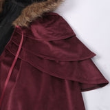 Medieval Viking Fur Cape Costume for Men Steampunk Renaissance King Cloak Robe for LARP Cosplay Halloween Costume