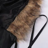 Medieval Viking Fur Cape Costume for Men Steampunk Renaissance King Cloak Robe for LARP Cosplay Halloween Costume