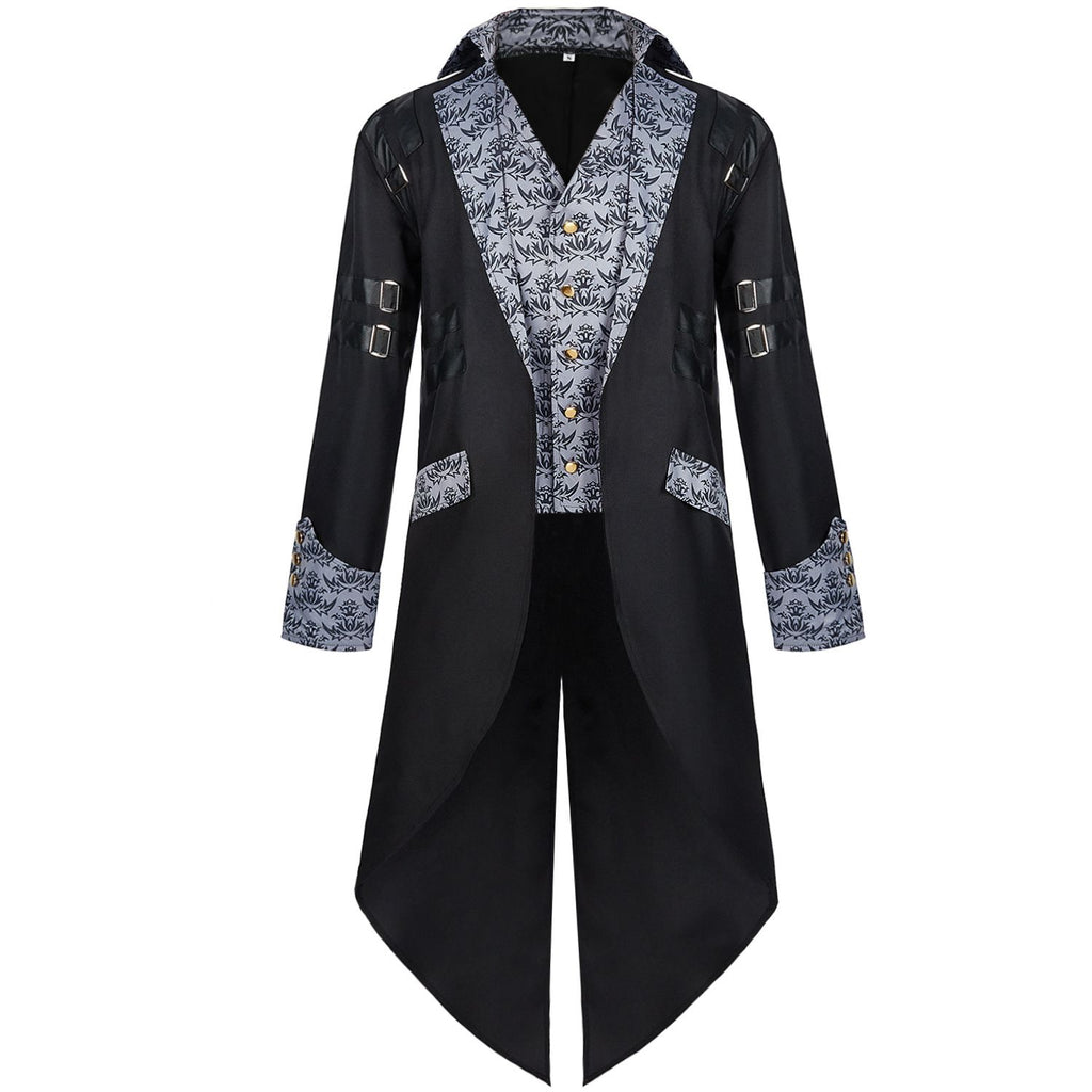 Men Gothic Steampunk Coat Medieval Victorian Tailcoat Costume for Halloween and Carnival Parties
