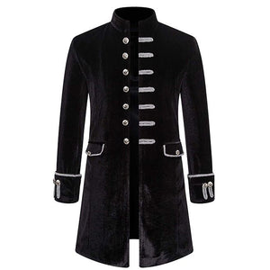 Men Steampunk Costume Adult Vintage Frock Coat Long Sleeve Victorian Velvet Jackets
