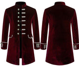 Men Steampunk Costume Adult Vintage Frock Coat Long Sleeve Victorian Velvet Jackets