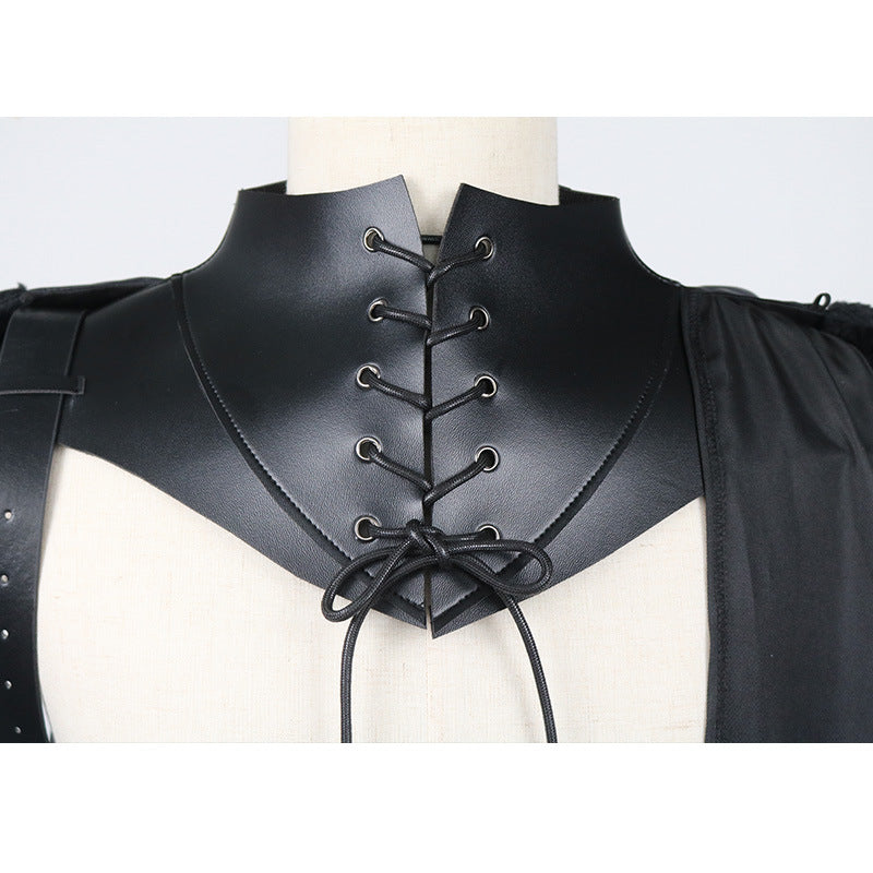 Unisex Steampunk Gothic Victorian Medieval Leather Shrug Cape Shawl Halloween Cloak
