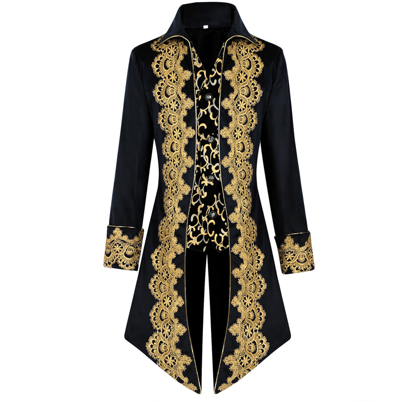 Men Steampunk Medieval Jacket Gothic Victorian Frock Coat Uniform