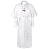 Men's Clergy Robe Black Priest Pulpit Robe Vestments with Belt Cosplay Costume